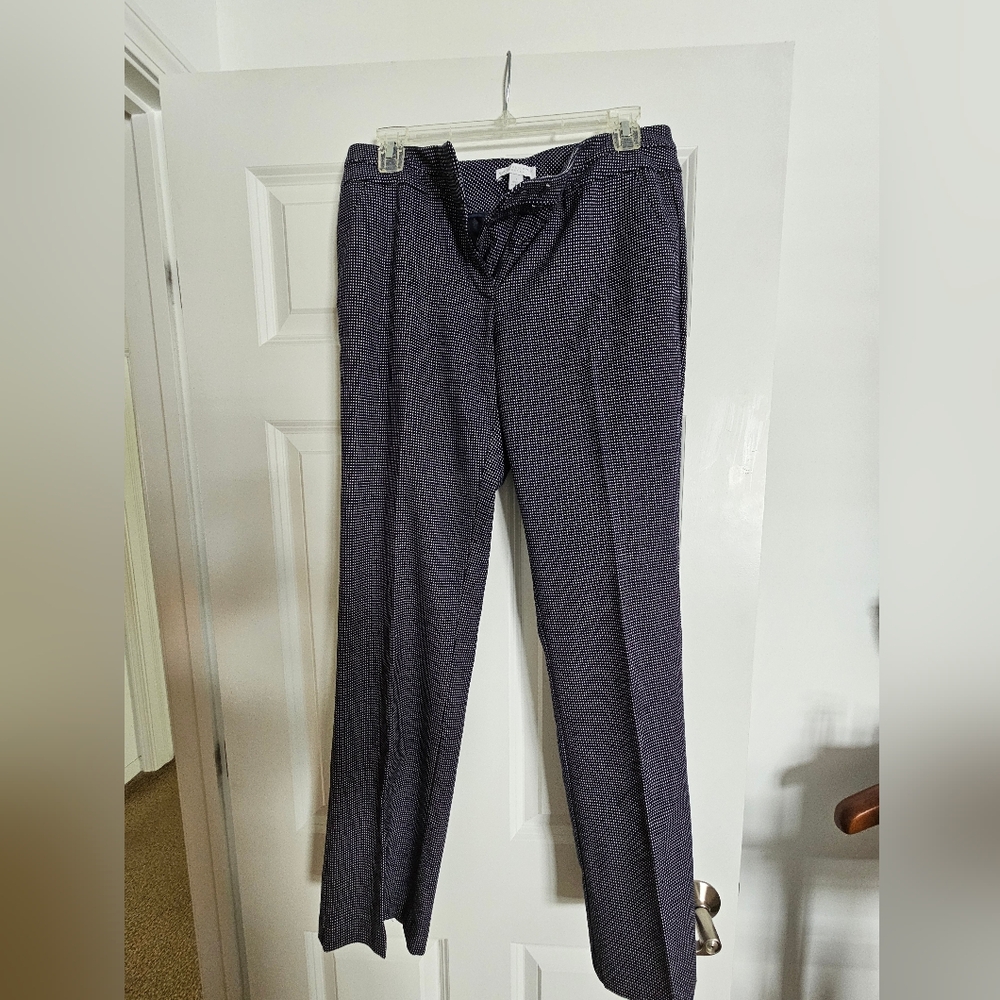 New York & Company Women's Dark Blue Patterned Dress Pants